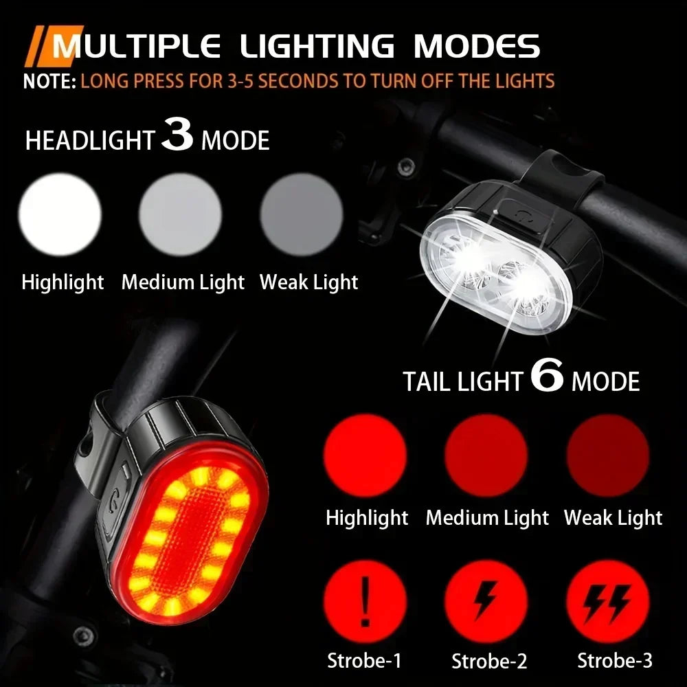 Cycling Bicycle Front Rear Light Set Bike Rechargeable Headlight Light MTB Waterproof Taillight LED Lantern Bicycle Accessories