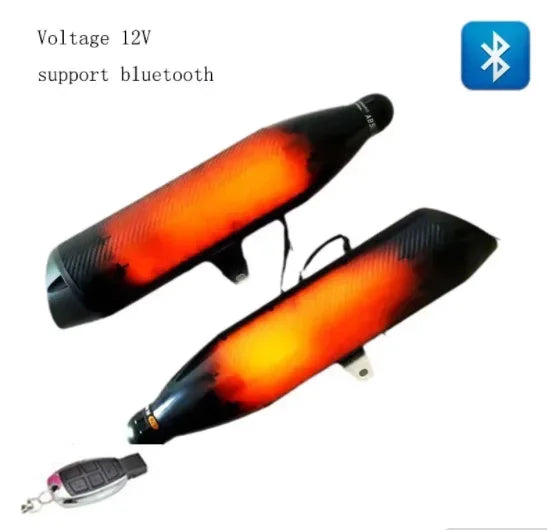 1pair Exhaust Pipe Motorcycle Electric Car Audio Bluetooth Subwoofer Plated Speaker