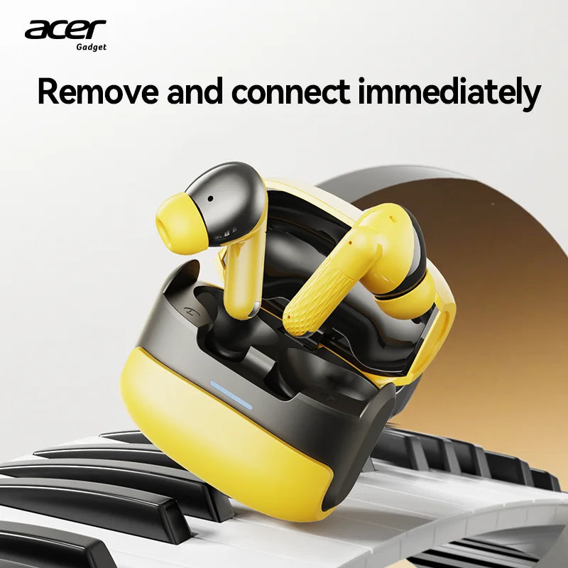 Acer Ohr548 Wireless Bluetooth Headphones with In-Ear Design, Anc Call Noise Reduction, Charging Case, Stereo Sound Effect, Low Latency for Gaming, Comfortable Fit for Sports, Running, and Fitness