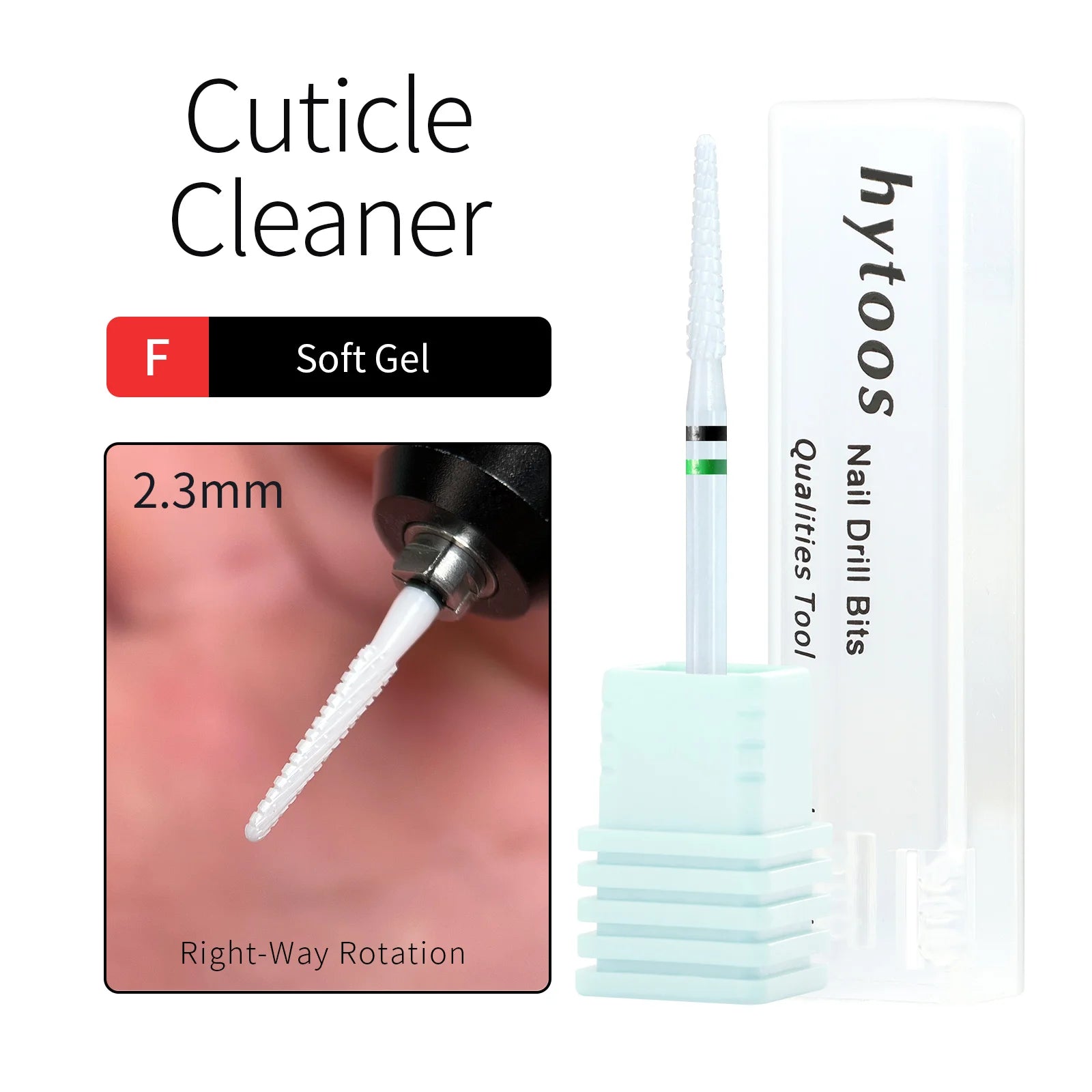 HYTOOS Cone Cuticle Cleaner White Ceramic Nail Drill Bits for Dead Skin Clean NailPrep Tool Drill Bits for Manicure Technicians
