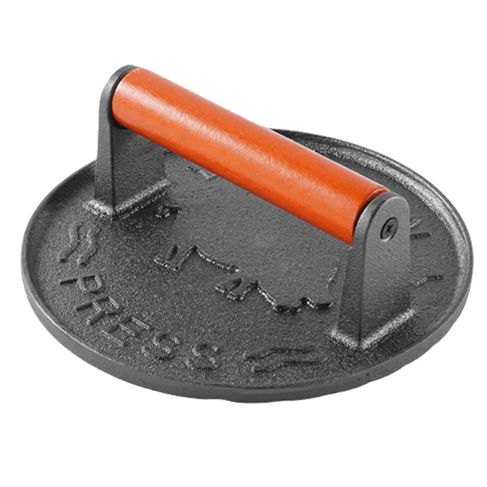 Iron Burger Press Burger Meat Press  Wooden Handle Smash Burger Press 7.09 in Anti Scald for Griddle Grills