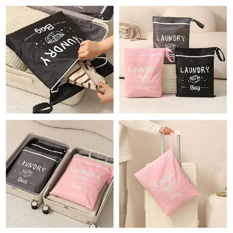Waterproof Travel Laundry Bag with Wet and Dry Separation Storage Bag with Zipper and Hanging Rope Portable Storage Bag