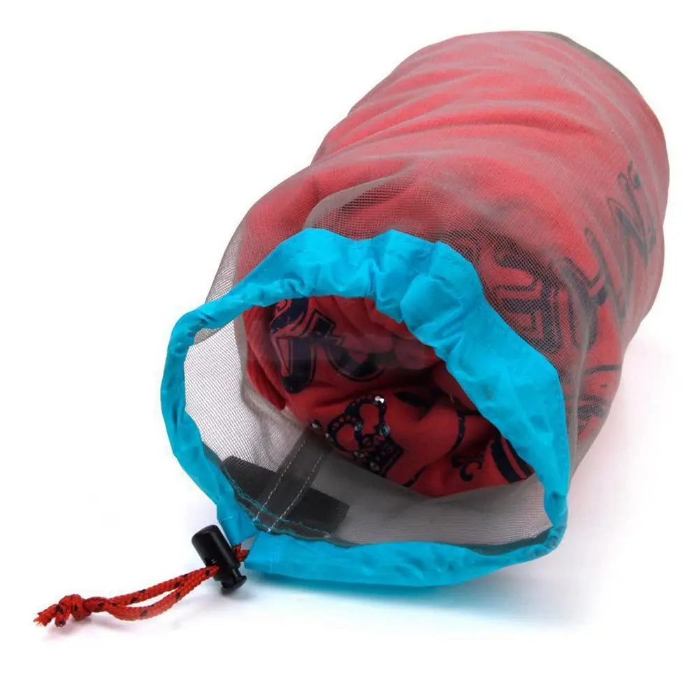 High quality Hiking Tools Ultralight Mesh Camping Sports accessories Traveling Bags Drawstring Storage Bag Climbing organizer