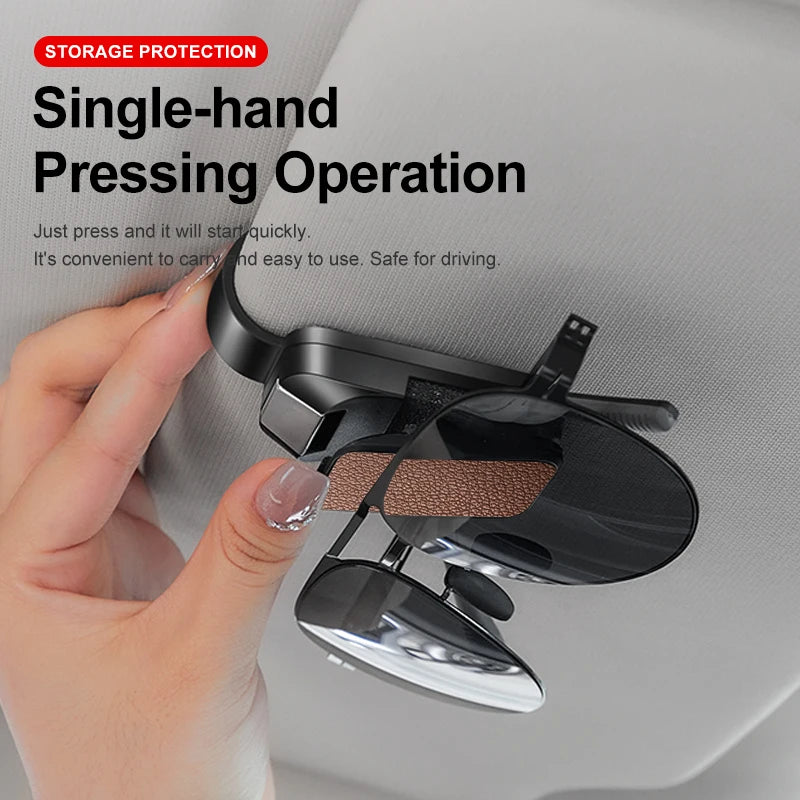 ABS Car Sunglasses Holder Sun Visor Eyeglass Clip with Leather Texture Auto Glasses Ticket Card Clip Interior Accessories