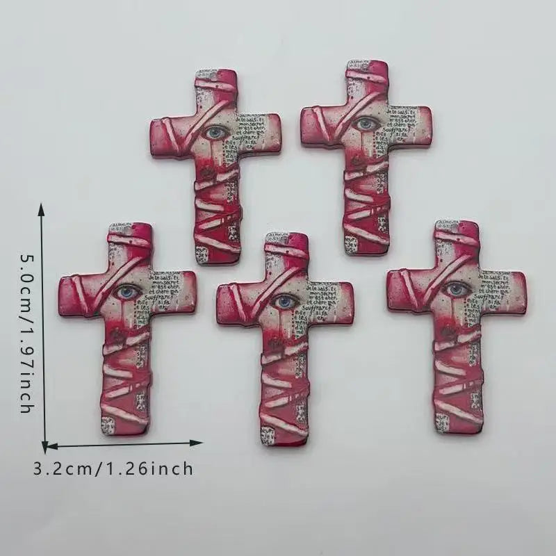 10pcs Halloween Acrylic Cross Ghost Earrings Necklace Accessories DIY Crafts Pendant