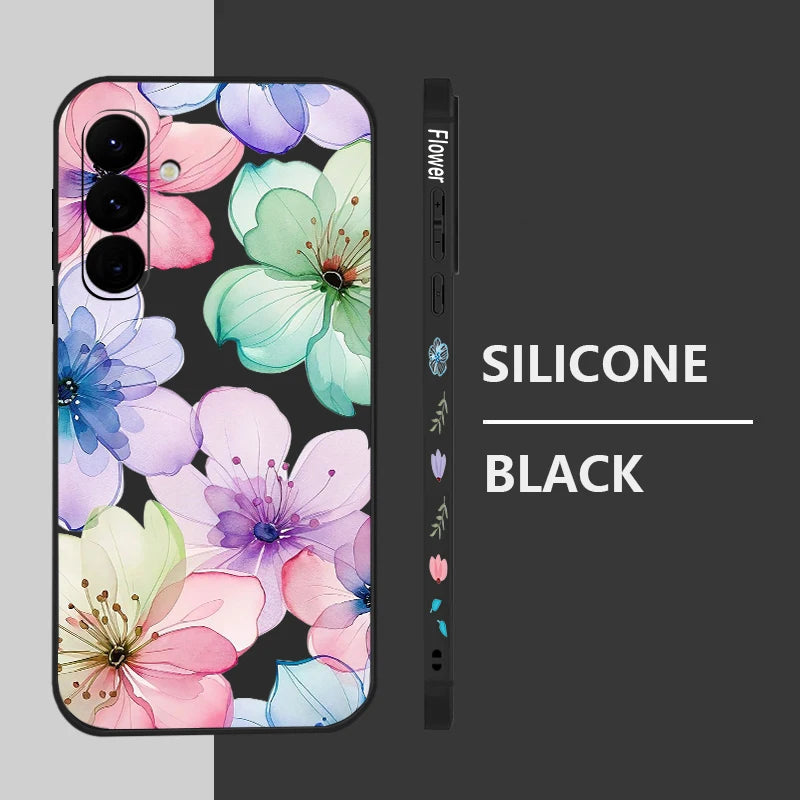 Retro Flower Pattern Phone Case For Samsung Galaxy S26 S25 S24 S23 S22 Ultra S25 FE A57 A17 A56 A16 A55 A54 A15 A36 Soft Cover