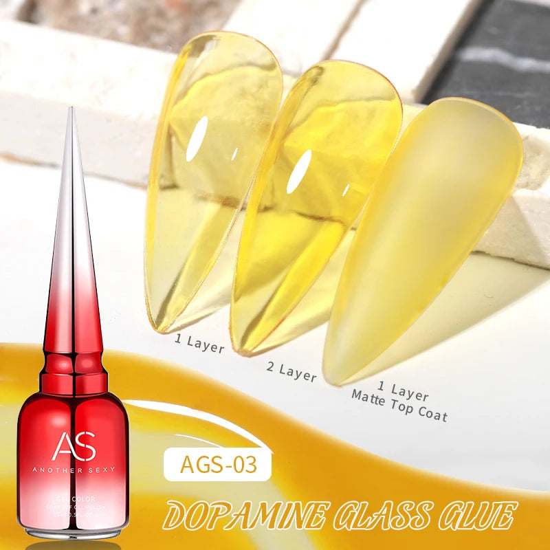 AS 15ml Translucent Amber Gel Nail Polish Brown Colour Varnish Gel Long Lasting Semi Permanent Tortoiseshell Nails Vernis