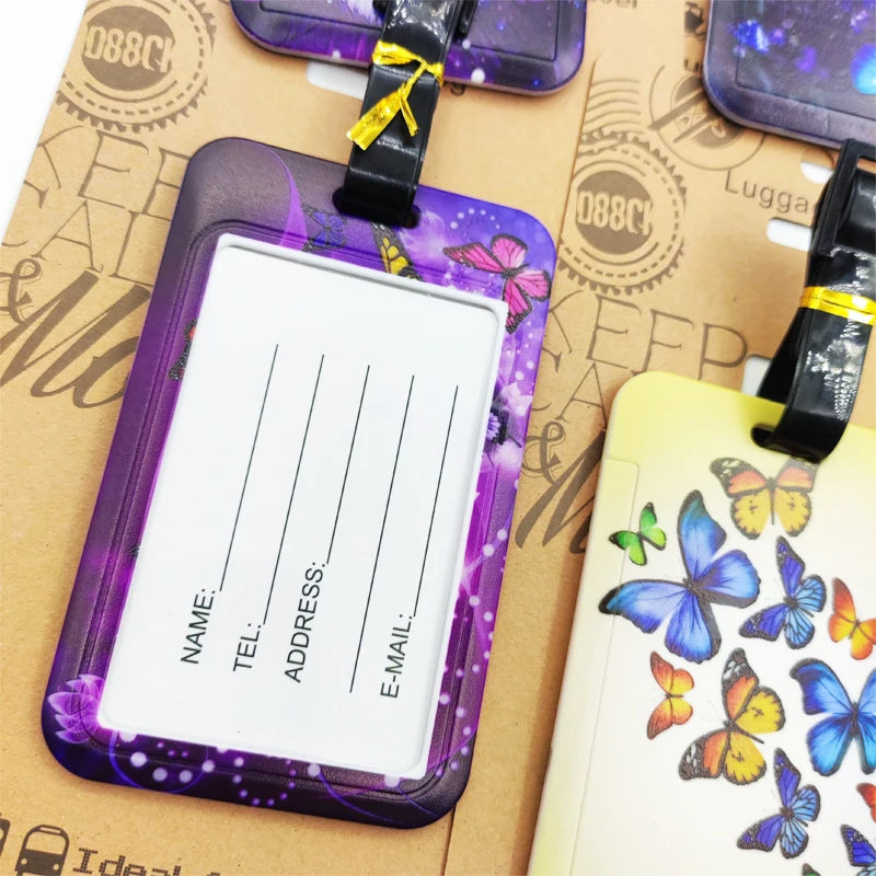Butterfly Luggage Label Women Travel Luggage Tag Girls Suitcase ID Address Holder Baggage Boarding Portable Suitcase Ticket