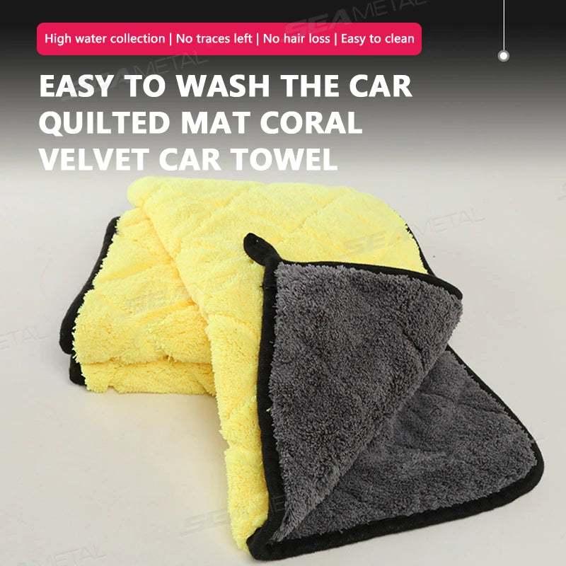 SEAMETAL Thicken 800GSM Car Washing Towel Ultra Soft Scratch-Free Cleaning Towel 2-Sided High Abosorbent Drying Cloth Clean Rag