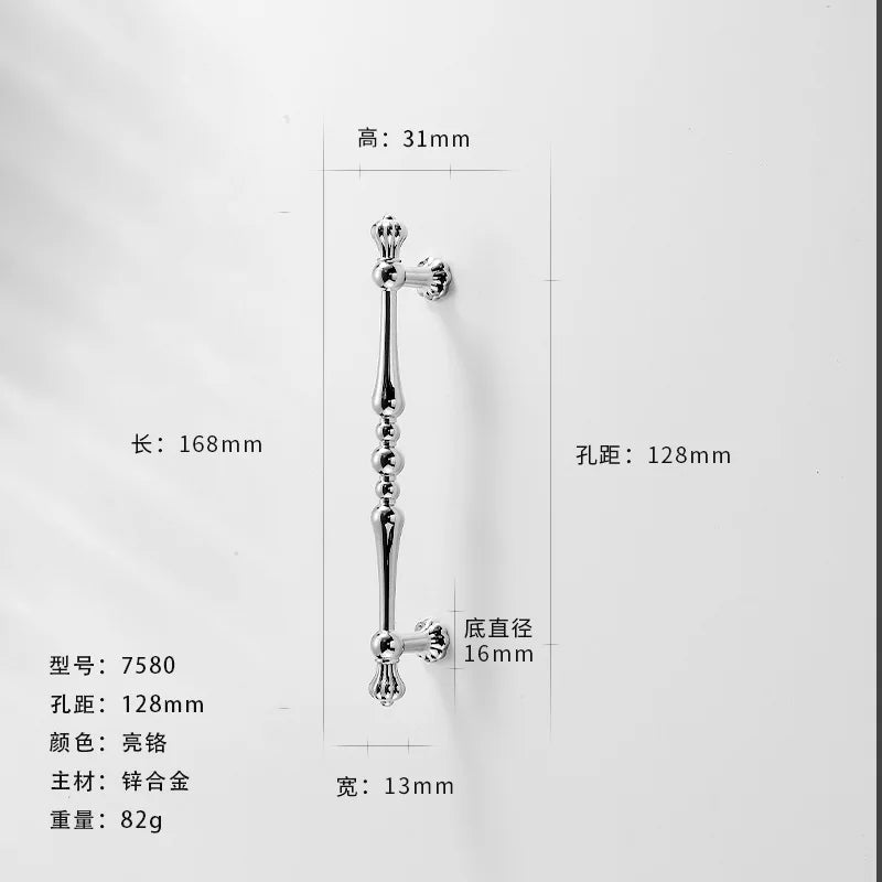 Bright Chrome Silver Wardrobe Door Handle Modern Minimalist Zinc-Alloy Pull for Cabinet Shoe Cabinet  Drawer Furniture Hardware