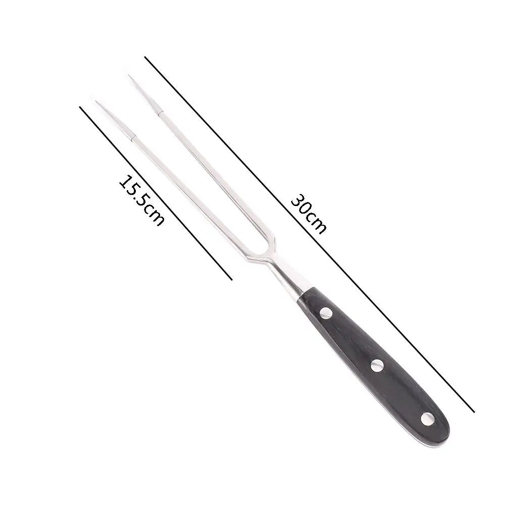 Portable Wooden Handle Grilling Picnic Cooking Fish BBQ Tool Barbecue Fork Meat Fork Kitchen Accessories