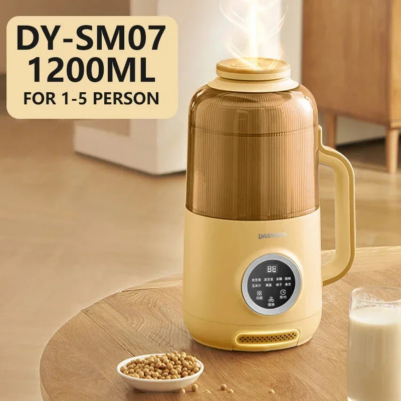 DAEWOO 800ML/1200ML Portable Food Blender High Speed Stirring Wall-Breaking Soymilk Maker Low Noise Design Soybean Milk Machine