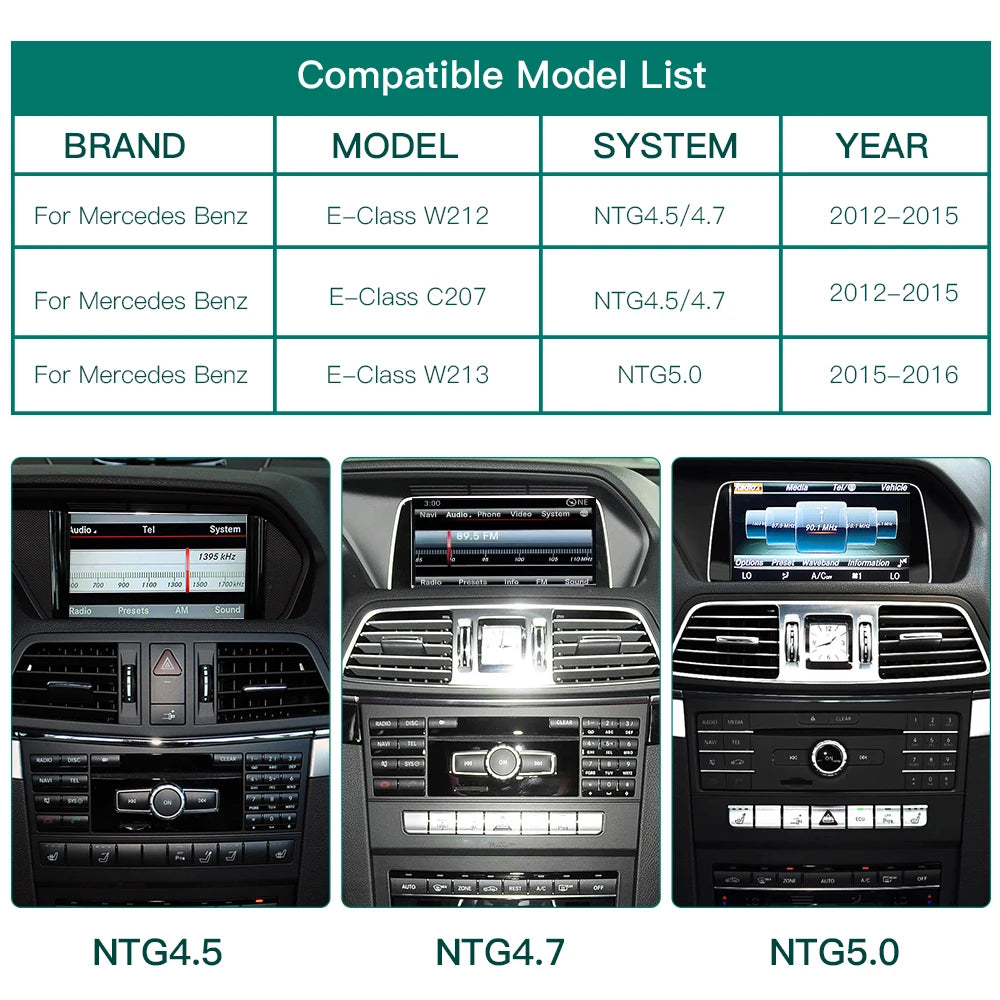 2025 New Wireless CarPlay For Mercedes Benz W212 W213 C207 E-Class 2012-2016,with Android Auto Mirror Link AirPlay Car Play