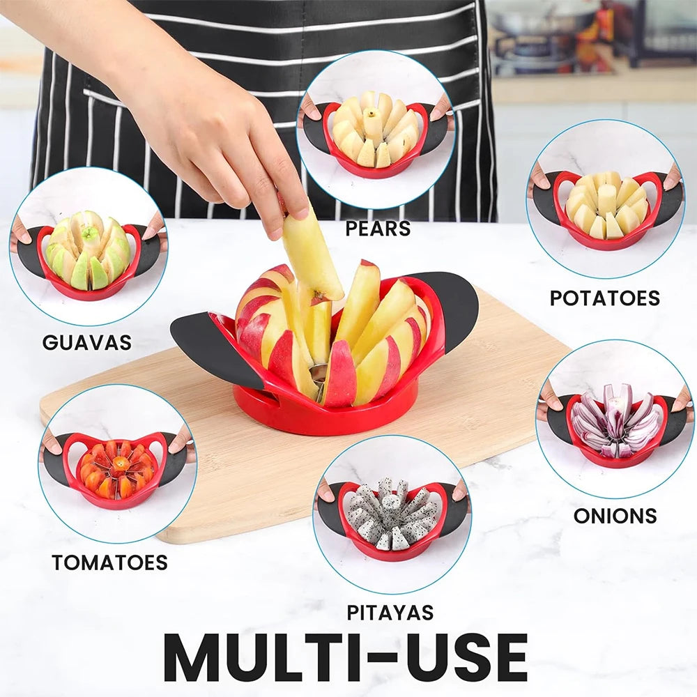 LMETJMA 12 Blade Apple Slicer Corer Cutter Ultra Sharp Stainless Steel Blades Apple Divider Kitchen Mango Slicer Corer JT326