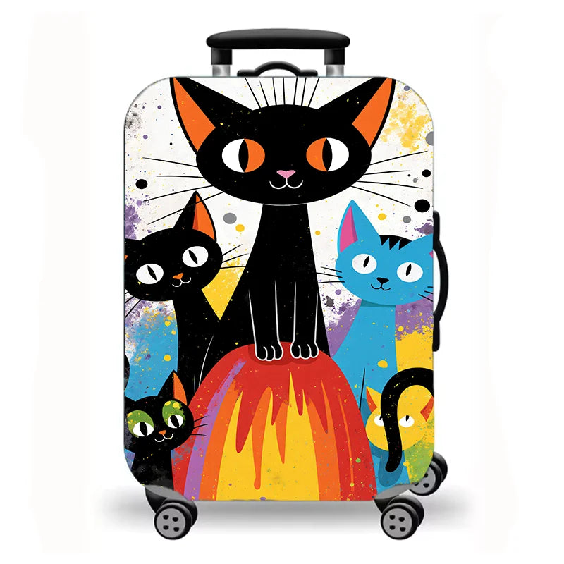 Luggage Cover, Cute Cartoon Cat Kitten Fantasy Print Stretch Suitcase Protector, Washable Anti-Scratch Travel Baggage Cover