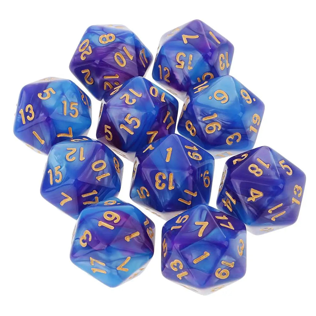 10pcs Polyhedral 20 Sided Dice D20 Dices RPG Dice Board Game Props Tabletop Gaming Supplies - Double Colors
