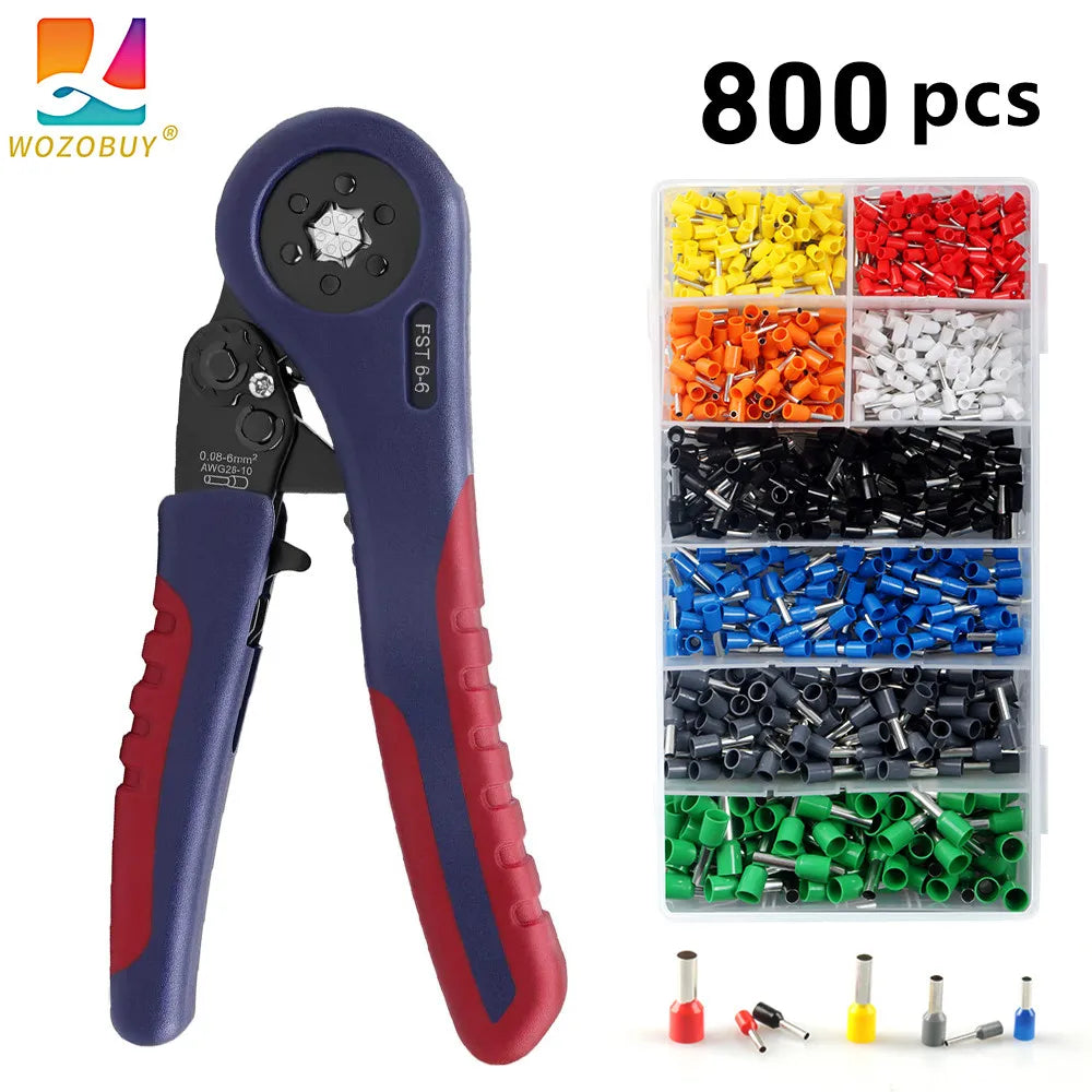 WOZOBUY Tubular Terminals Crimping Tools FST-10S 0.08mm-10mm²  28-7AWG & FST 6-6 0.08-6mm²  28-10AWG Crimp Pliers Crimper Sets