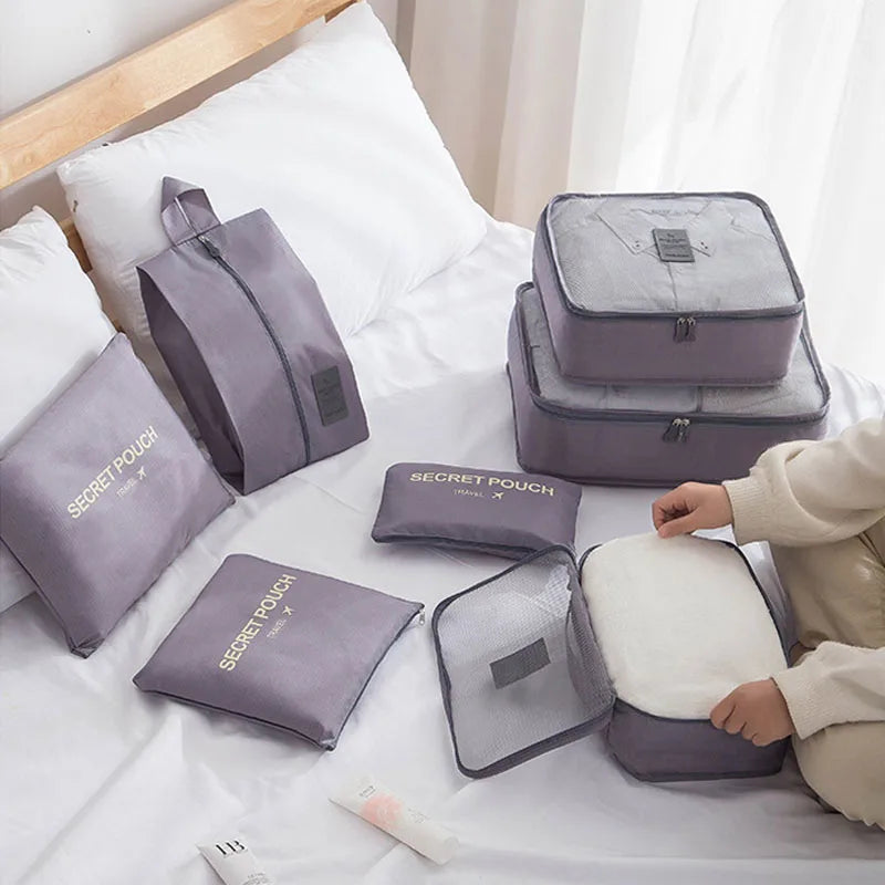6/7 Piece Set Travel Storage Bag Large Capacity Luggage Clothes Sorting Organizer Set Suitcase Pouch Case Shoes Packing Cube Bag