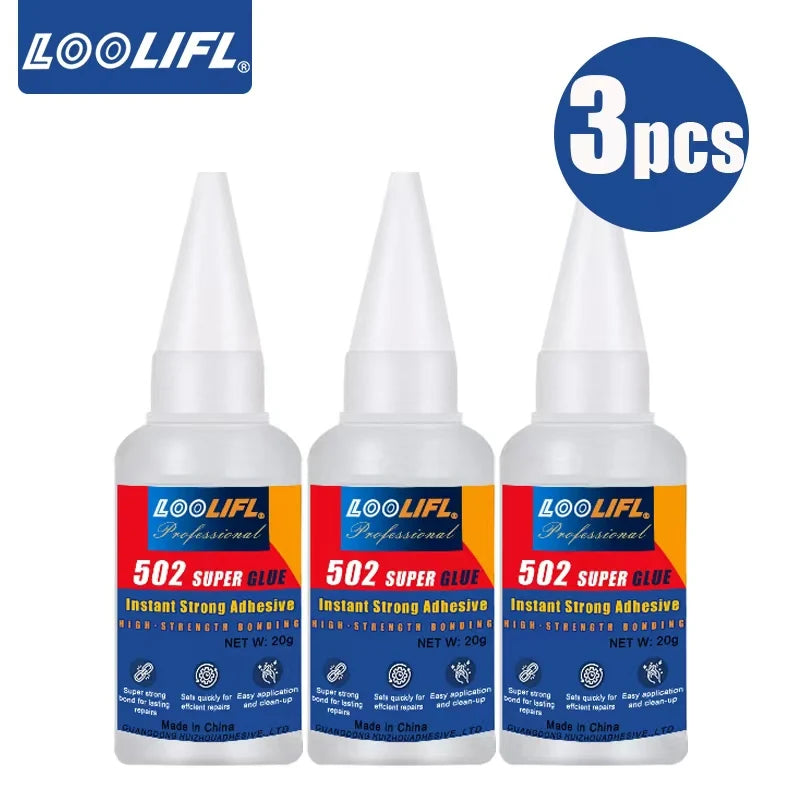 LOOLIFL- super cyanoacrylate strong glue, 10 seconds adhesion, waterproof, such as plastic, metal, wood, rubber, ceramics.