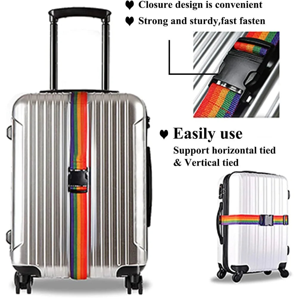 1/2 pcs Suitcase Belts, Adjustable Luggage Straps, Bright Colors Travel Packing Straps with Quick Release Buckle (Rainbow)