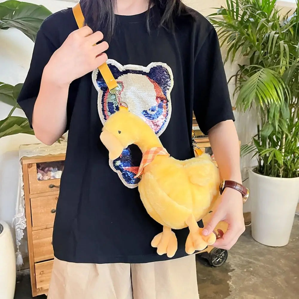 Portable Zipper Big Goose Bag Fluffy Solid Color Cute Duck Crossbody Bag Large Capacity Shoulder Bags Streetwear