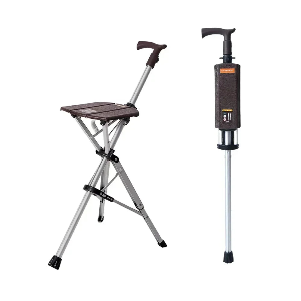 Foldable Walking Cane with Seat Portable Walking Stick 120kg Weight Capacity Suitable for Outdoor Hiking Camping