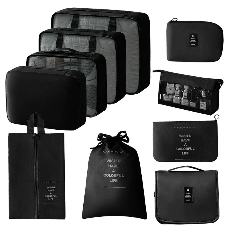 Travel Storage Bags Set 7/8/9/10-Piece Digital Toiletries Organizer Suitcase Packing Cubes for Clothes Shoes Clothes Tidy Pouch