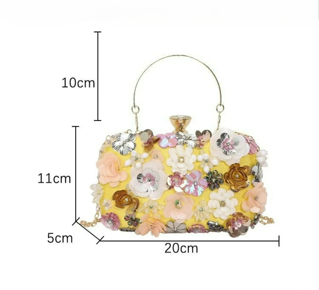 2025 Winter Women Evening Bags For Women Luxury Floral Rhinestones Shoulder Crossbody Bags Party Wedding Clutch Ladies Handbags