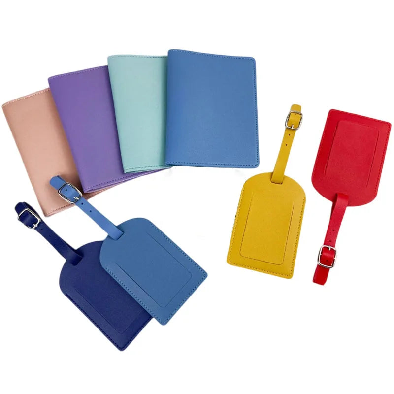 Travel PU Passport Cover Luggage Tags Wedding  Party Bussiness Gift Ticket Holder Passport Holder Case Travel Accessories Set