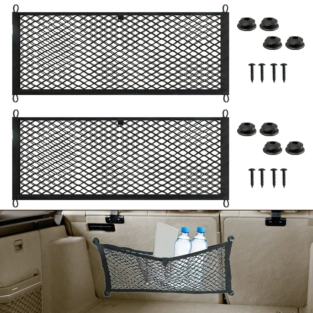 2PCS 25*60CM Car Storage Net Stretchable Cargo Net Pocket Trunk Side Elastic Storage Mesh Bag RV Caravans Campers Accessories
