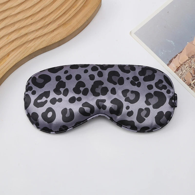 Leopard Print Double-Sided Simulated Silk Eye Mask 3d Light-Shielding Sleep Eye Mask, Ice-Feeling Breathable Eye Mask