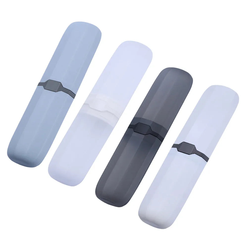 4Pcs Portable Plastic Toothbrush Case Travel Brush Holder Toothbrush Storage Box Gray Blue White Transparent Black Transparent