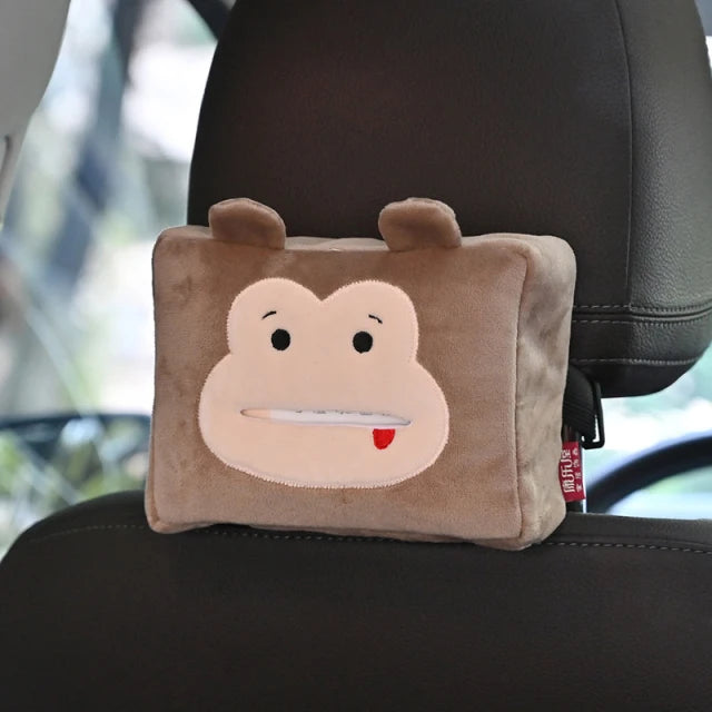 Car Tissue Box Cute Plush Animals Napkin Tissue Paper Holder Portable Drawer Box Car Styling Multi-function Car Supplies Women