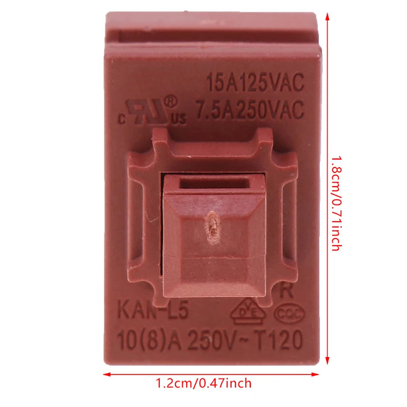KAN-L5 2Pin Self-lock Key Switch Water Heater Vacuum Cleaner Switch 7.5A 250VAC Button Power Switch Lock Switch