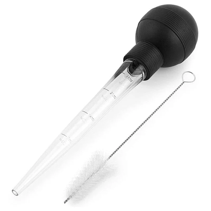 TFORU-Turkey Baster Silicone Suction Bulb With Cleaning Brush  For Flavor Meat Poultry Beef Baking Injecting Marinade BBQ Tools