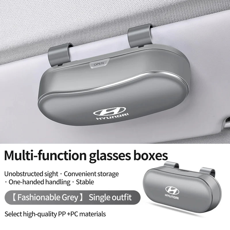 Car Sun Visor Glasses Box Portable Sunglasses Eyeglass Case For Hyundai i30 Ix35 KONA Encino Solaris Azera Grandeur Ig Accent Sa