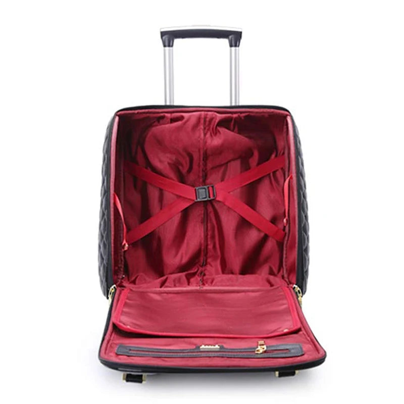 Business luggage bag PU luxury trolley suitcase Korean version carry on mini trolley bag boarding fashion travel valise 16 inch