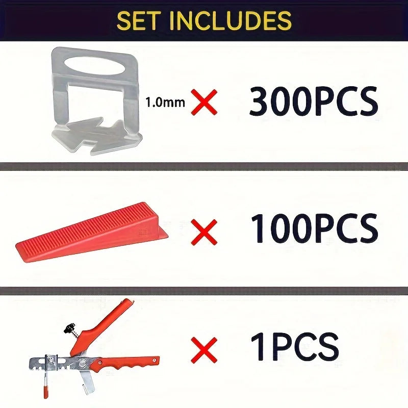 270Pcs Clips and 90Pcs Plastic Tile Leveling System with 1 Pliers Tool (Also Available as Individual Accessories) - Reusable Wedges, Professional Spacing and Alignment Kit, for Ceramic Floor and Wall Tile Installation