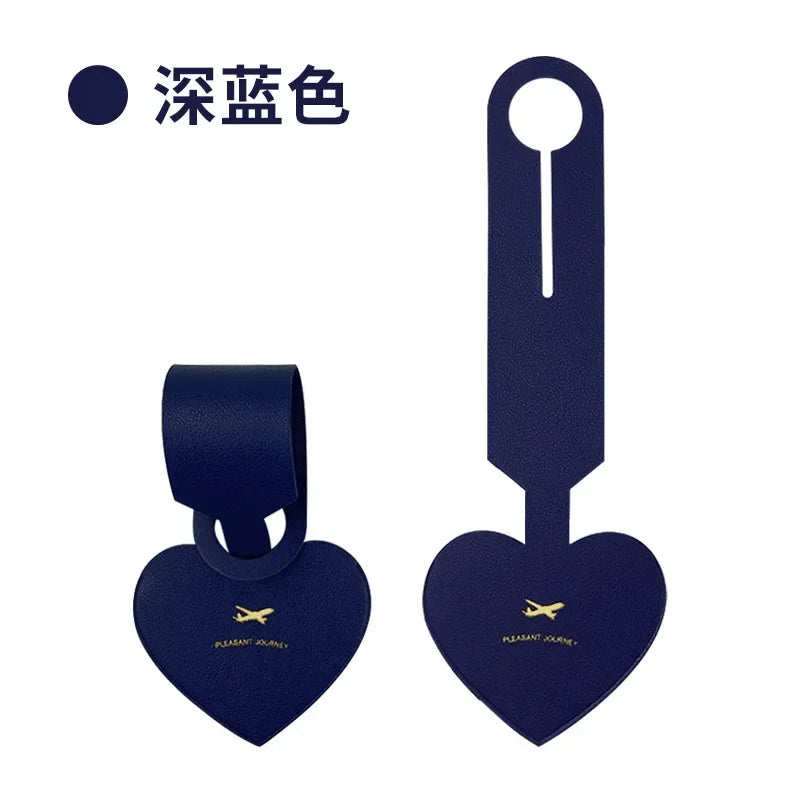 Heart-shaped PU Luggage Tag Women Men Flight Holiday Travel Accessories Suitcase Tags Name ID Address Lable Bag Tags for Luggage