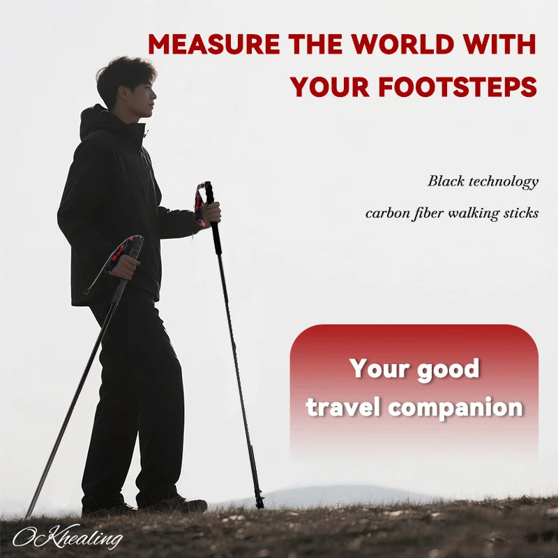 110g Ultra Light Weight Trekking Poles Foldable Hiking Sticks Carbon Fiber Hiking Poles Walking Sticks Trekking Walking Poles