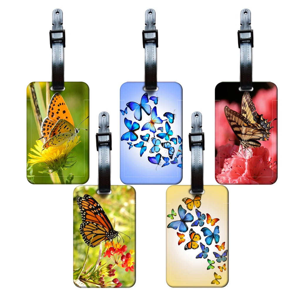 HOT SALE Butterfly Business Luggage Tag Suitcase Address Label Luggage Boarding Case Label Name ID Address Clip