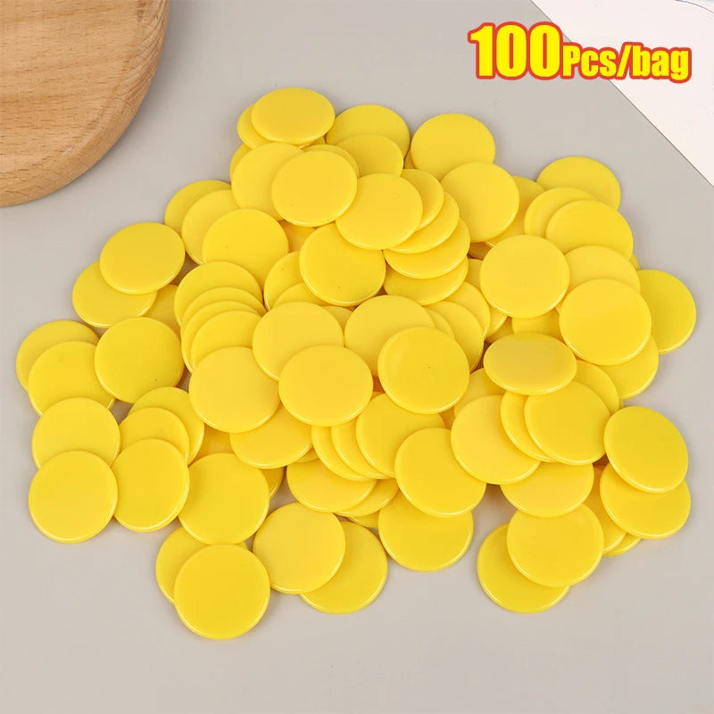 100Pcs 25mm Montessori Learning Education Math Toy Plastic Poker Chips Bingo Chip Markers Token Family Club Party Counting Toy