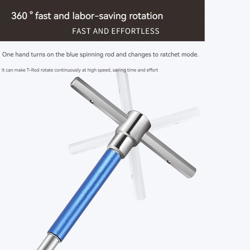 T-Type Hex Torque Wrench Mechanical Workshop Hand Tools Elongated Rotating Hexagonal Sliding Rod Screwdrivers 2-10mm