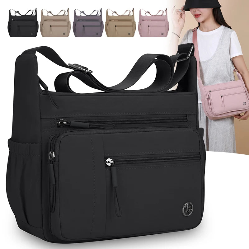 Crossbody Shoulder Bag Unisex, Waterproof Nylon Large Capacity Messenger Purse for Ladies Men Travel Shopping Daily Commute
