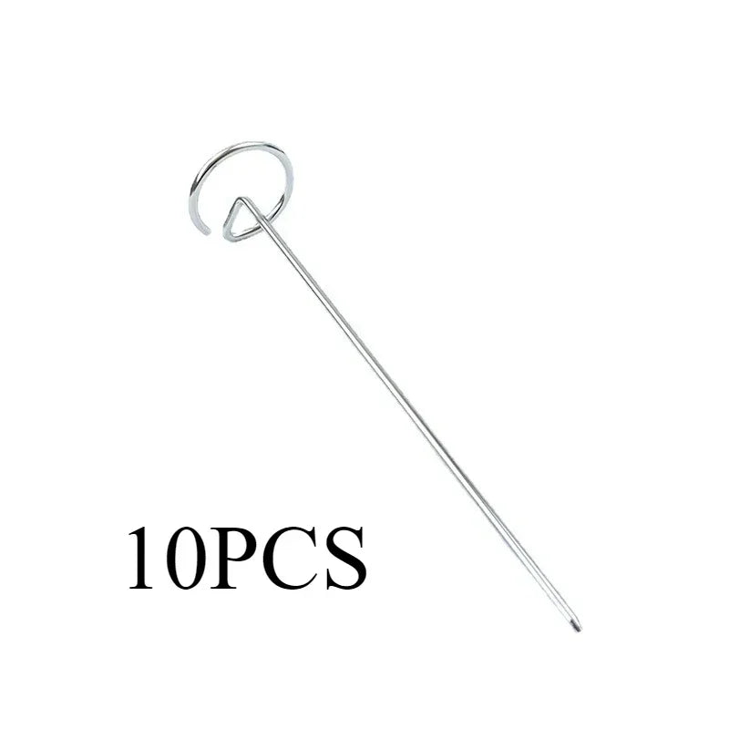 10PCS Reusable Thick Vertical Barbecue Skewers Family Set for Grilled Meat And Vegetables Lamb Kebab Needles