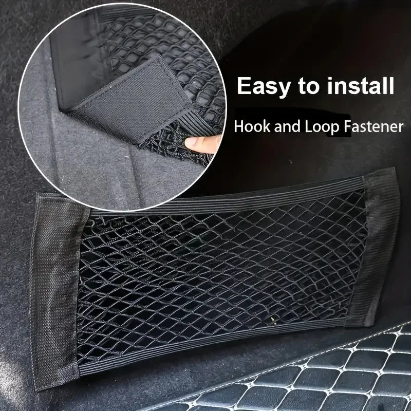 Universal Car Storage Bag Double Mesh Trunk Storage Net Car Built-in Storage Bag Car Heavy-Duty Car Storage Bag Fixed Net Anti