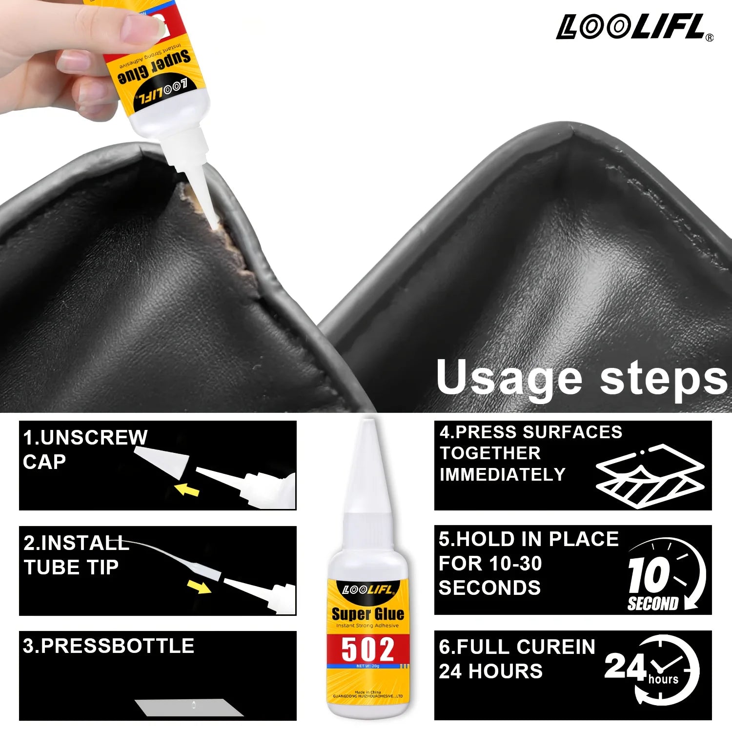 502 Super Glue Strong Instant Adhesive for Leather Shoes Bags Sofa Clothing DIY Repair Quick Dry Cyanoacrylate Glue