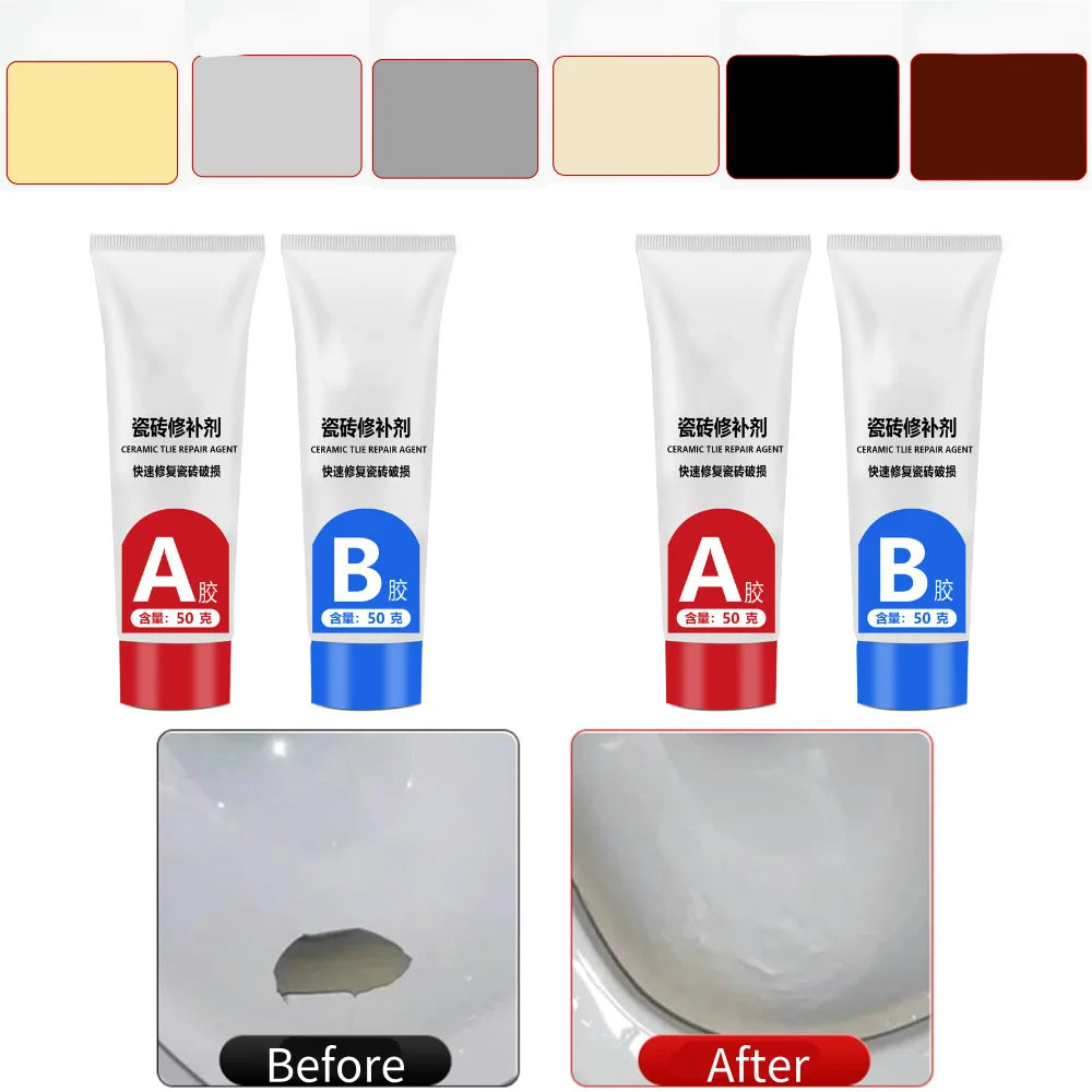 100g Tile Repair Agent AB Adhesive Ceramic Repair Glue Marble Floor Tile Toilet Washbasin Repair Glue Crack Repair Caulk Glue