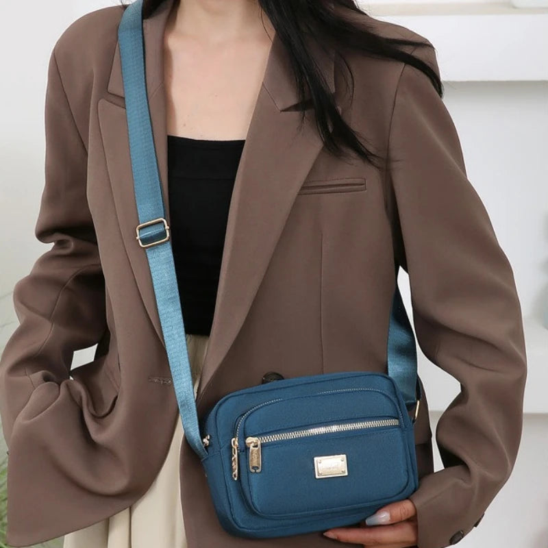 Portable Commuter Small Square Shoulder Bag Multi-layer Storage Business Bag Simple and Durable Oxford Cloth Crossbody Bag