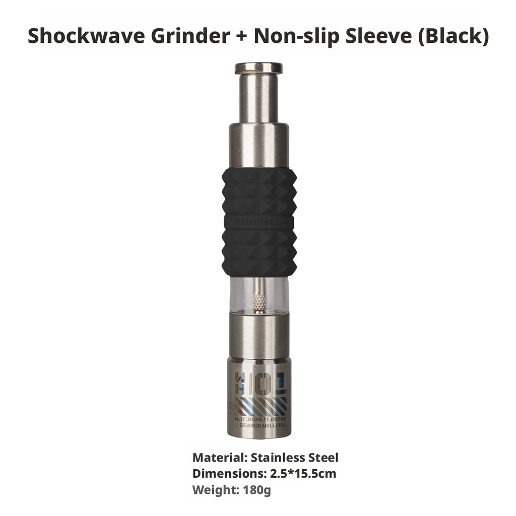 WELLHIKE Shock Wave Grinder - Stainless Steel Tactical Pepper & Sea Salt Manual Press Spice Shaker with GZ Silicone Sleeve